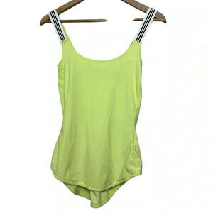 Adidas Neon Green Workout Tank Black and White Stretchy Straps | Size Small